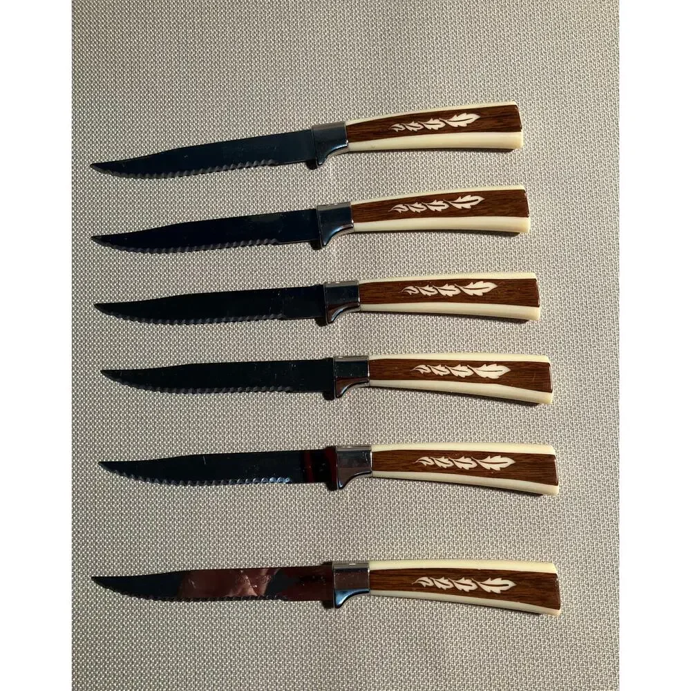 Regent Sheffield Stainless Cutlery Set of 6 Steak Knives England Vintage MCM